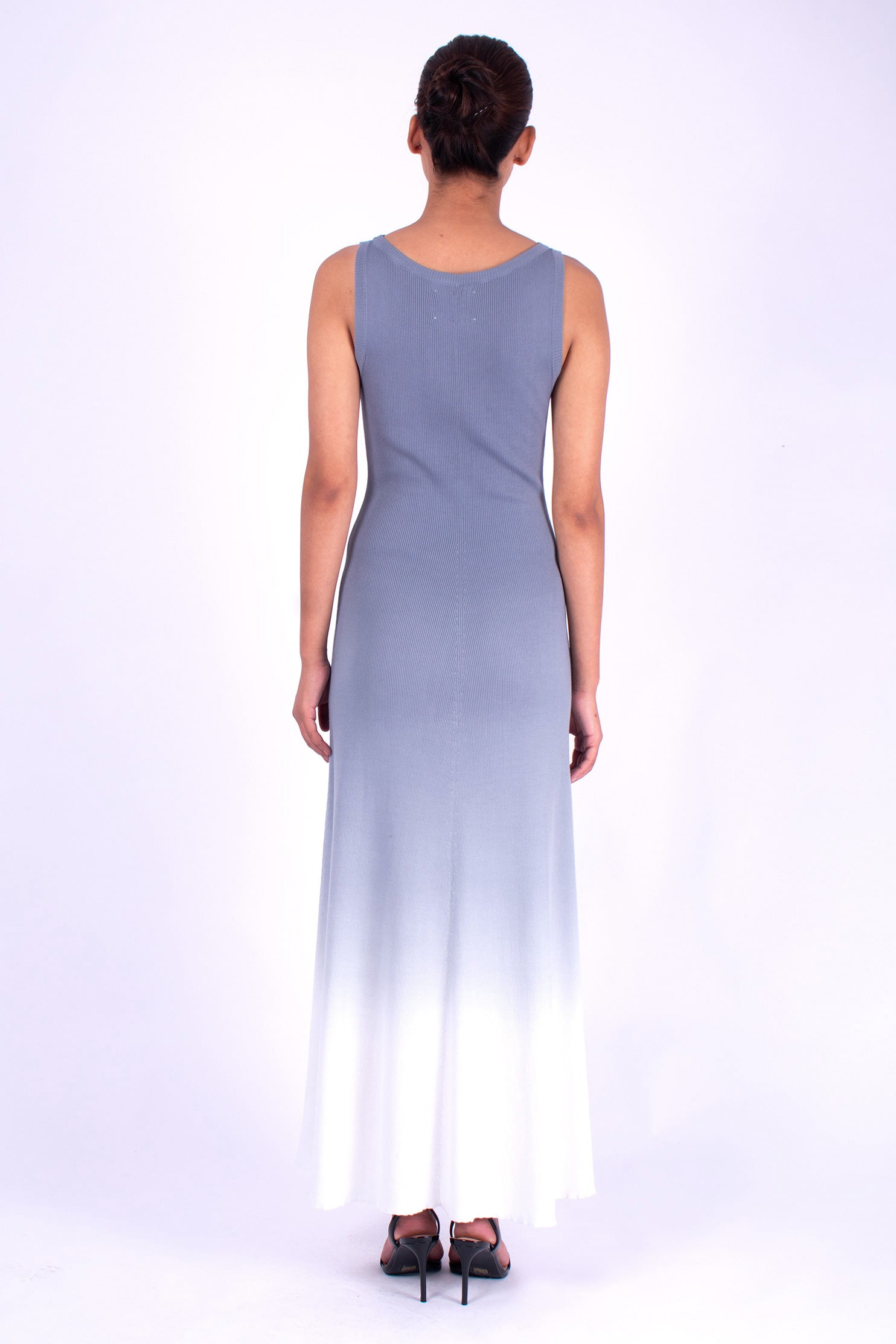 #1138 Sleeveless Boatneck Dress 2x1 In Organic Cotton- Storm Ombre — Lars Andersson, view 3