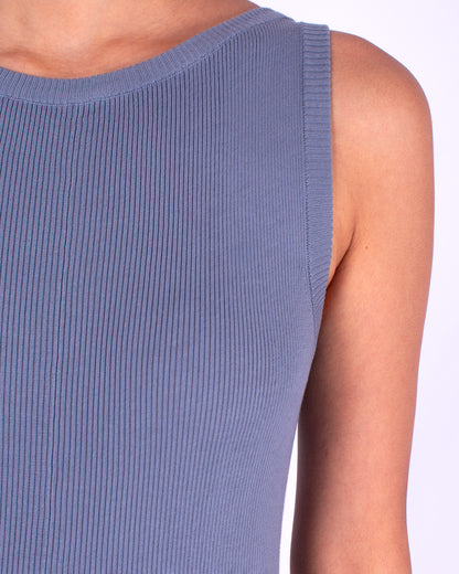 #1138 Sleeveless boatneck dress 2x1 in organic cotton