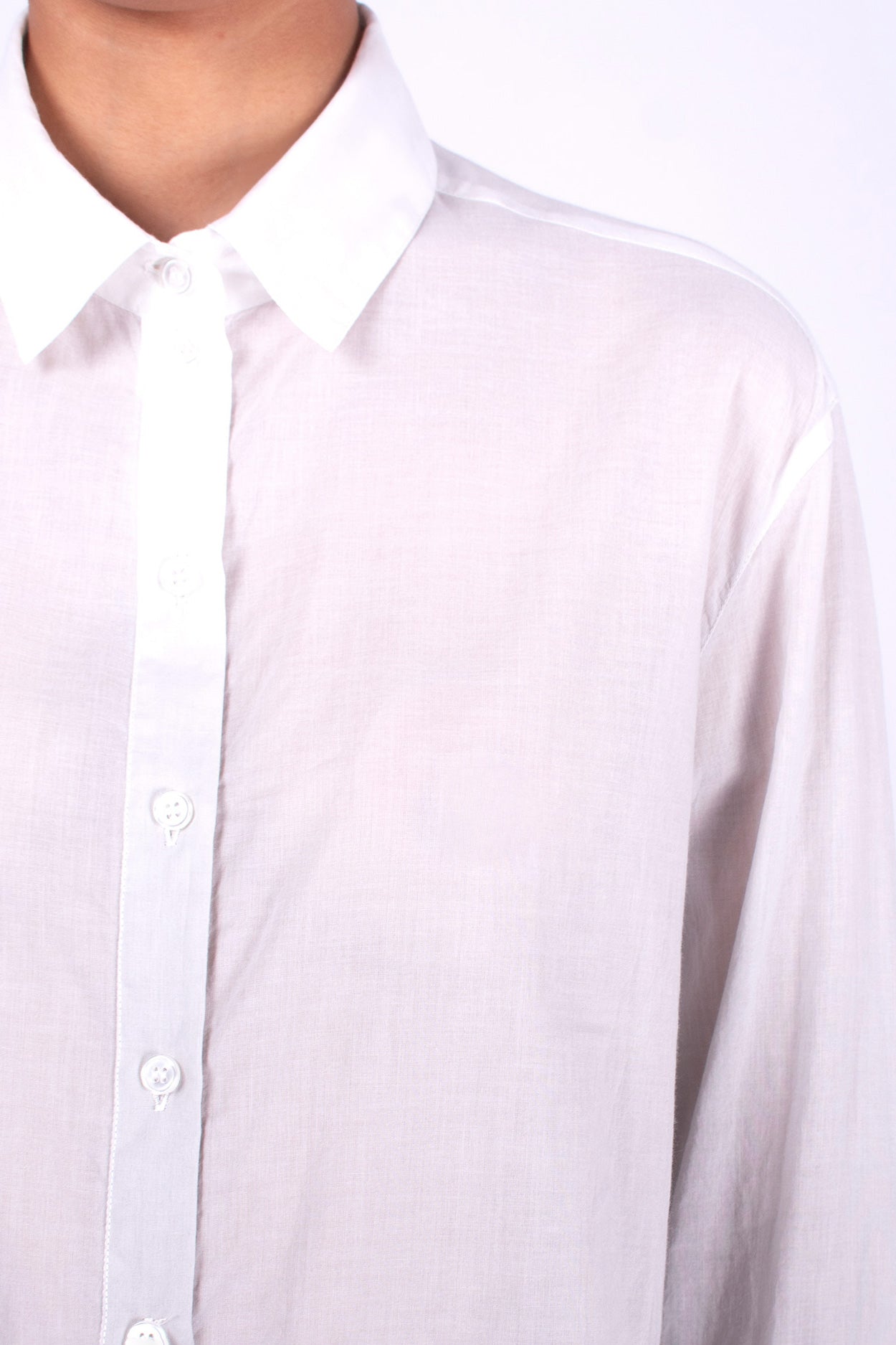 #1170 Oversized Button Down Shirt In Cotton Voile- Cement Ombre — Lars Andersson, view 4