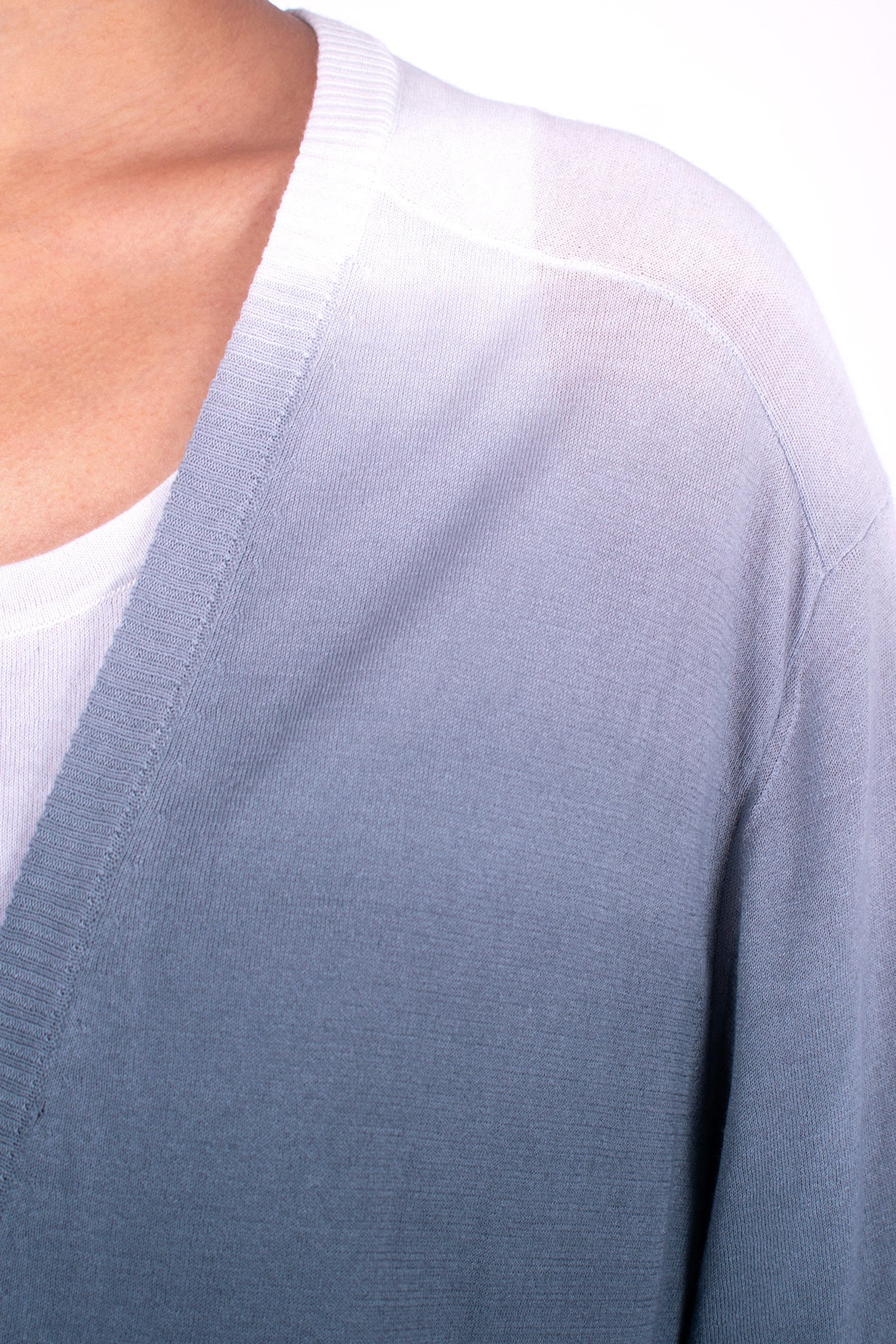#1205 Oversized V-neck Cardigan In Organic Cotton- Black Ombre — Lars Andersson, view 4