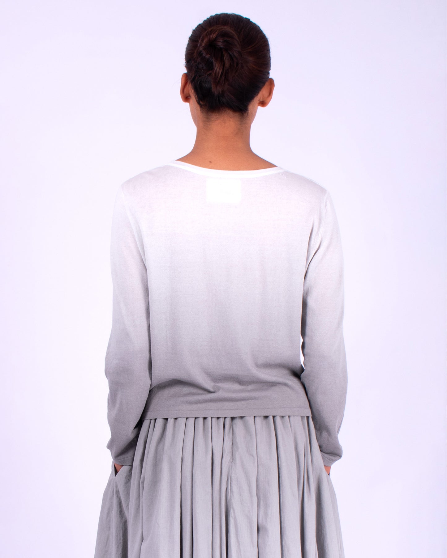 #1212 Cropped long sleeve boatneck top in organic cotton