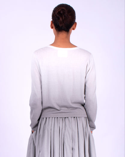 #1212 Cropped long sleeve boatneck top in organic cotton