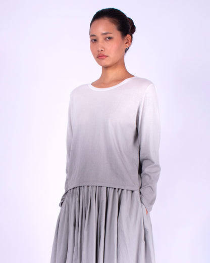 #1212 Cropped long sleeve boatneck top in organic cotton