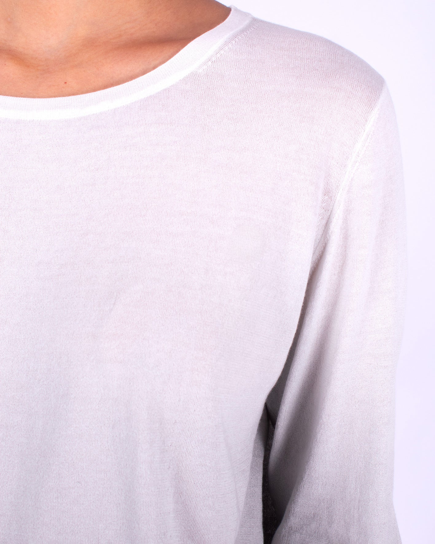 #1212 Cropped long sleeve boatneck top in organic cotton