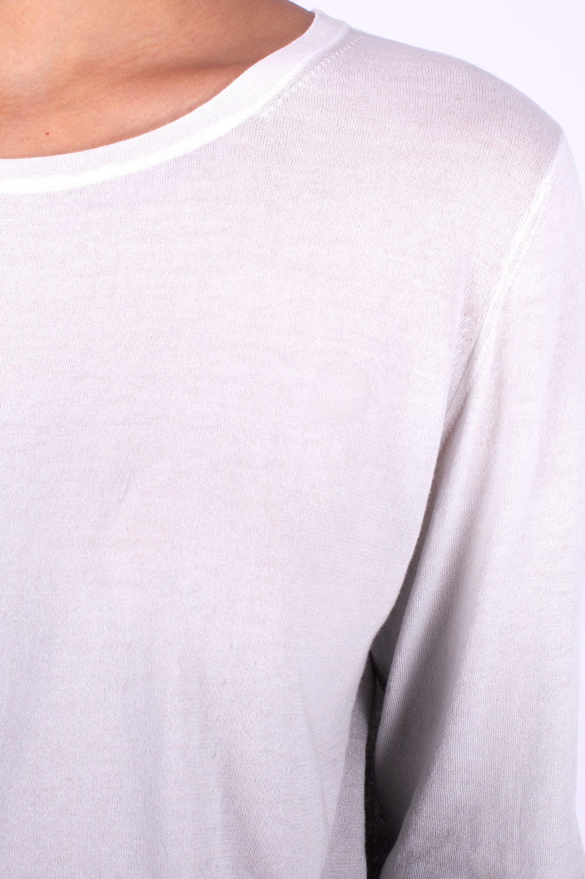 #1212 Cropped Long Sleeve Boatneck Top In Organic Cotton- Cement Ombre — Lars Andersson, view 4