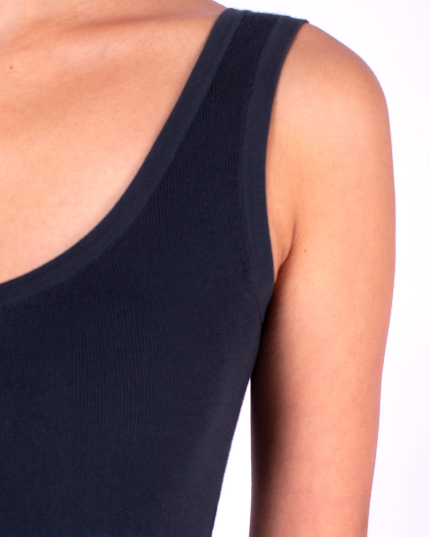 #1251 Scoop-neck tank dress 1x1 in organic cotton