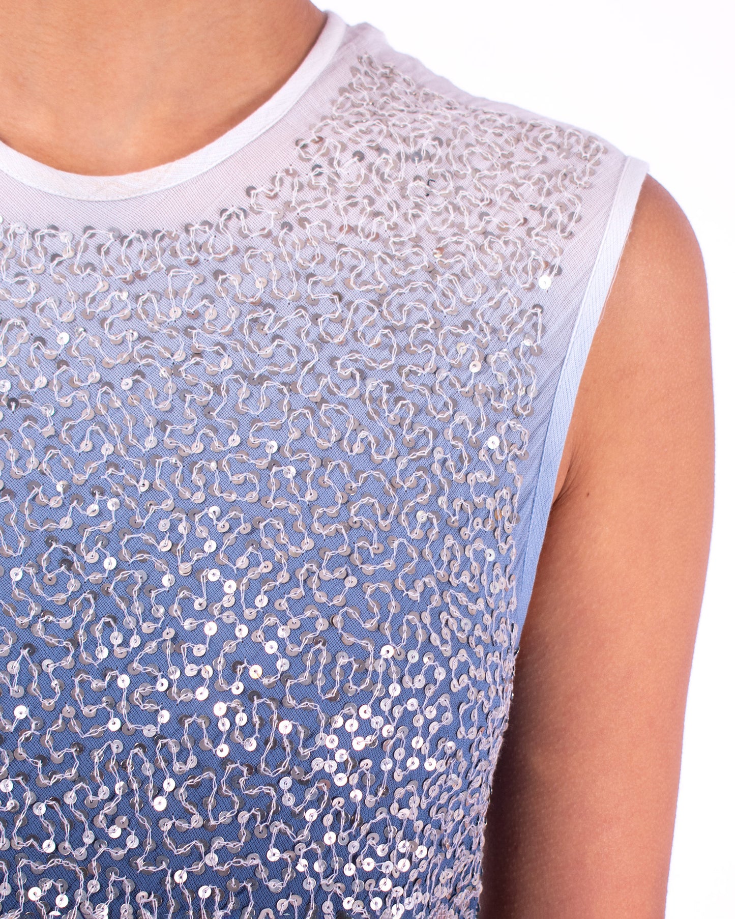 #1282 Sleeveless top in cotton mesh and metal sequins