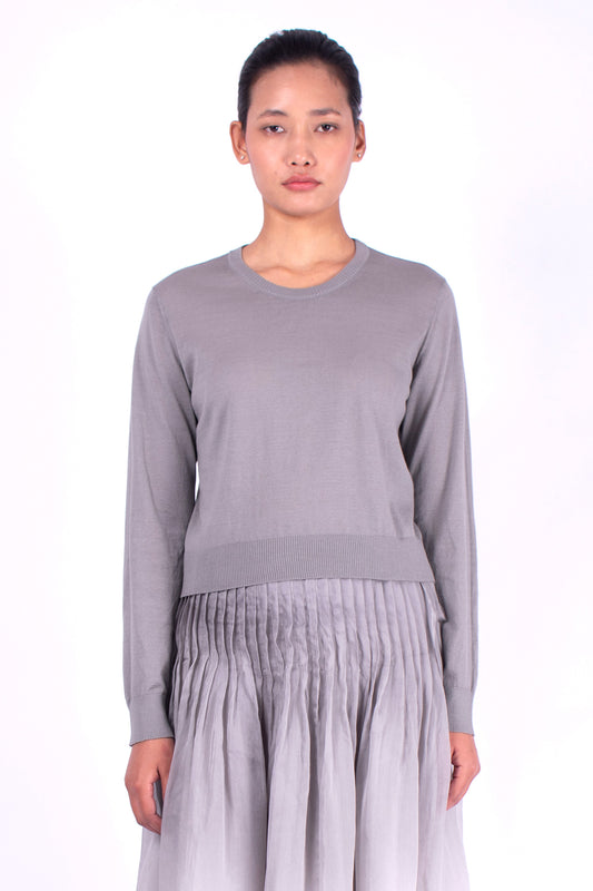 #1350 Cropped crewneck sweater in organic cotton