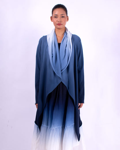 #1354 Draped hooded wrap jacket in organic cotton