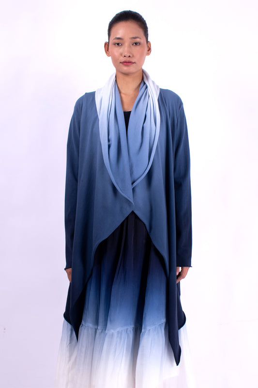 #1354 Draped hooded wrap jacket in organic cotton