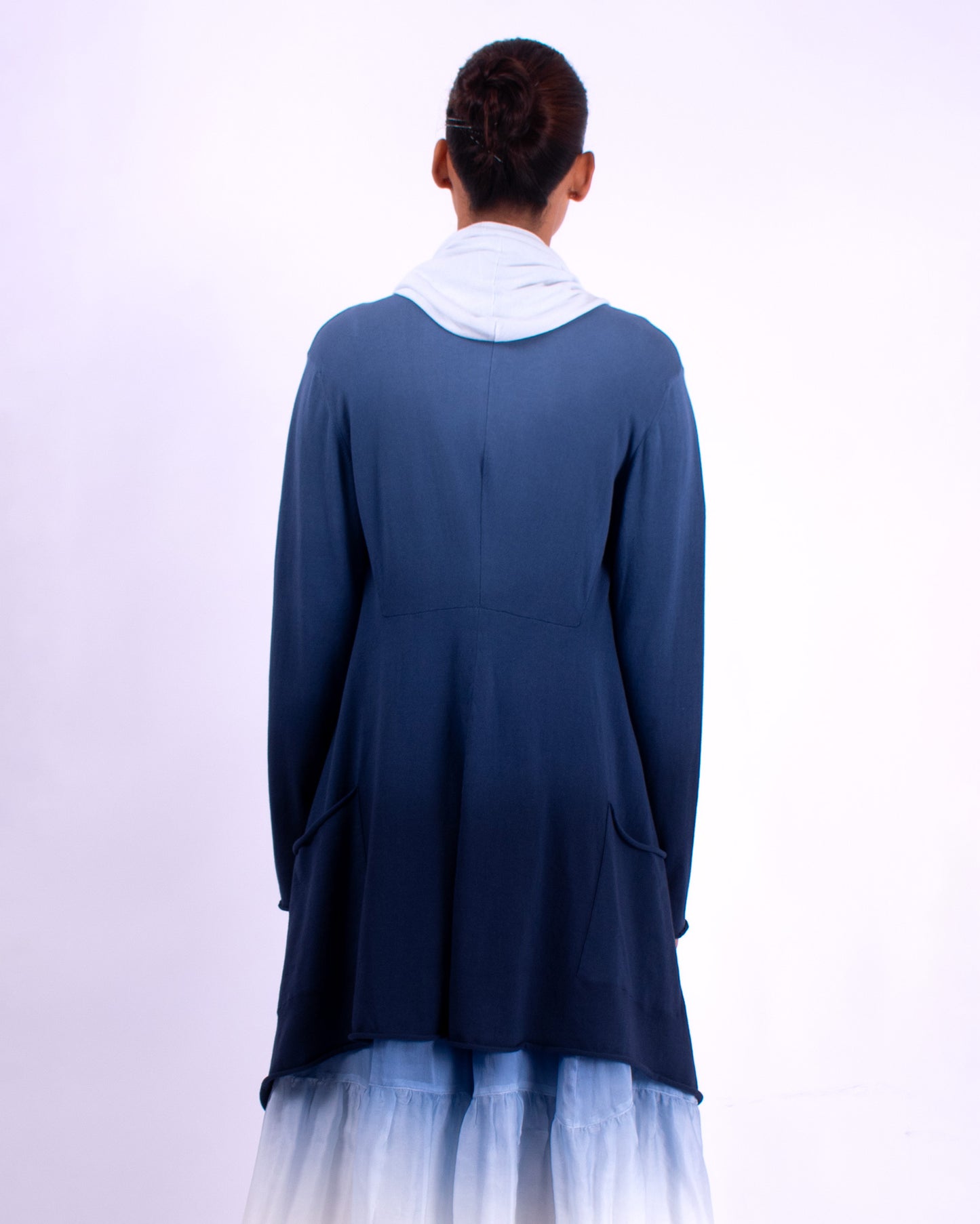 #1354 Draped hooded wrap jacket in organic cotton