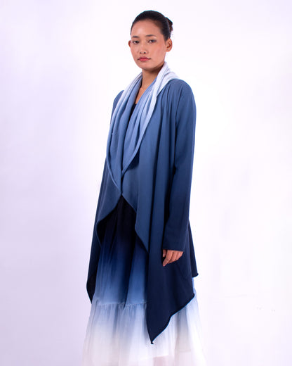 #1354 Draped hooded wrap jacket in organic cotton