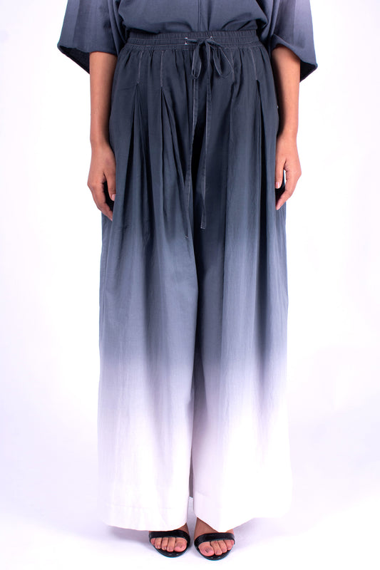 #1356 Wide pants with pleats in cotton voile