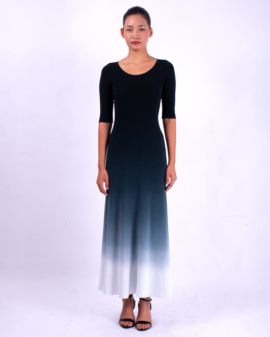 #1357 1/2 sleeve boatneck dress 1x1 rib in organic cotton