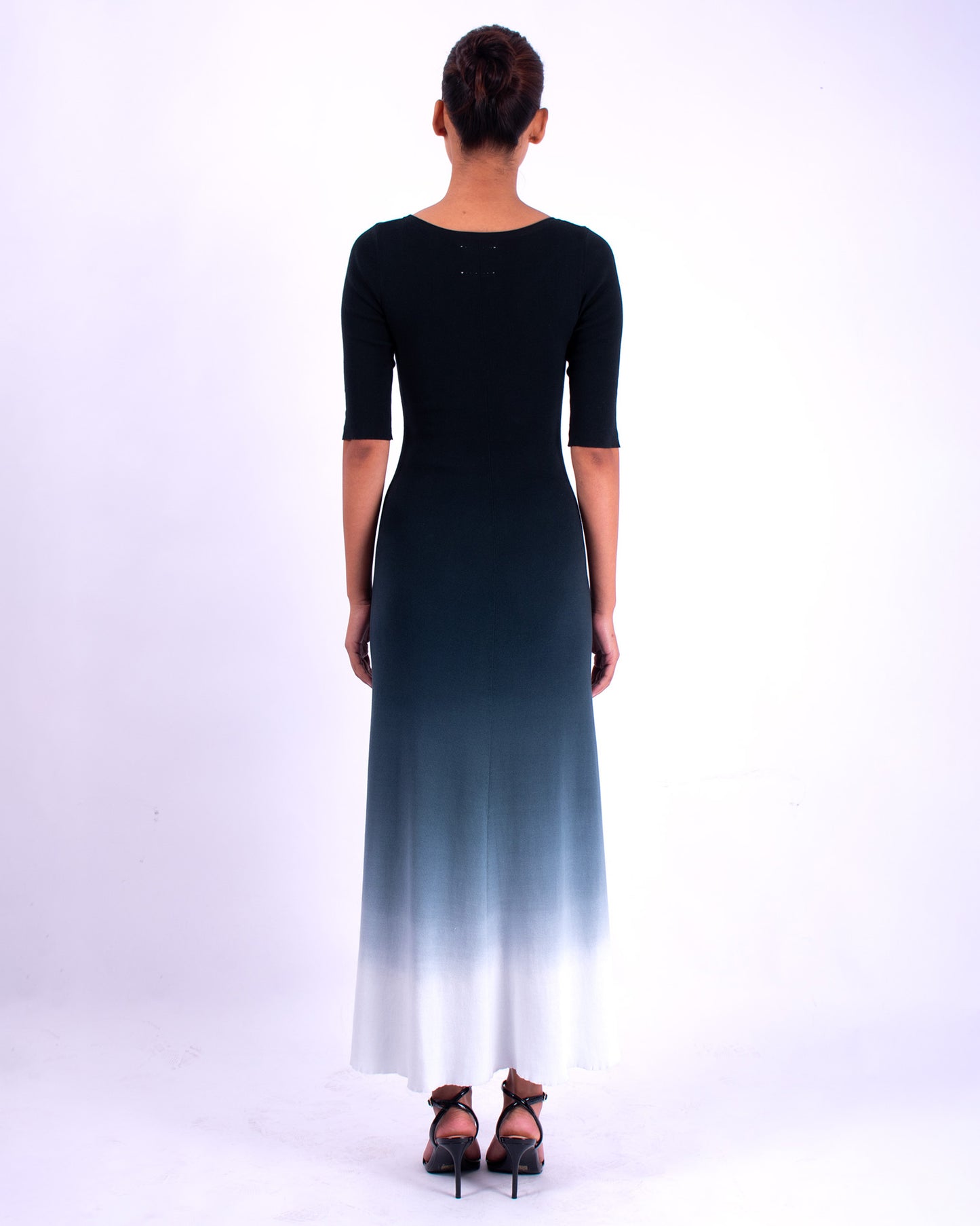 #1357 1/2 sleeve boatneck dress 1x1 rib in organic cotton