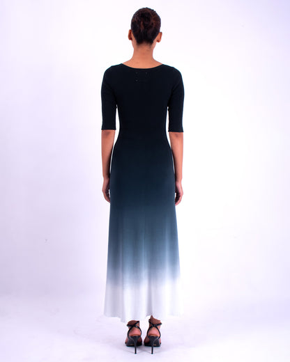 #1357 1/2 sleeve boatneck dress 1x1 rib in organic cotton