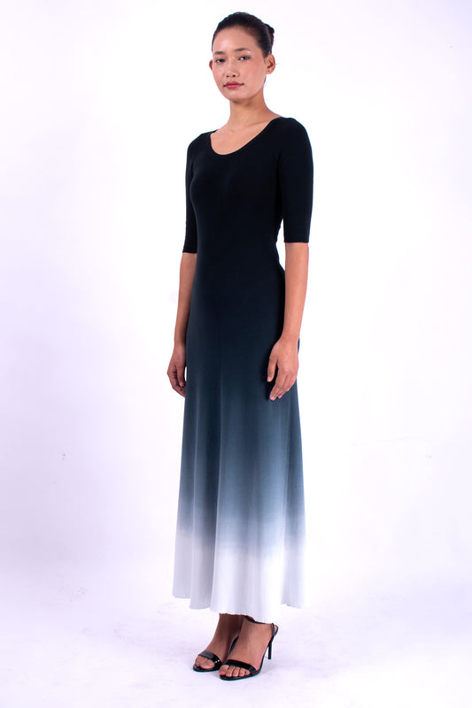 #1357 1/2 sleeve boatneck dress 1x1 rib in organic cotton