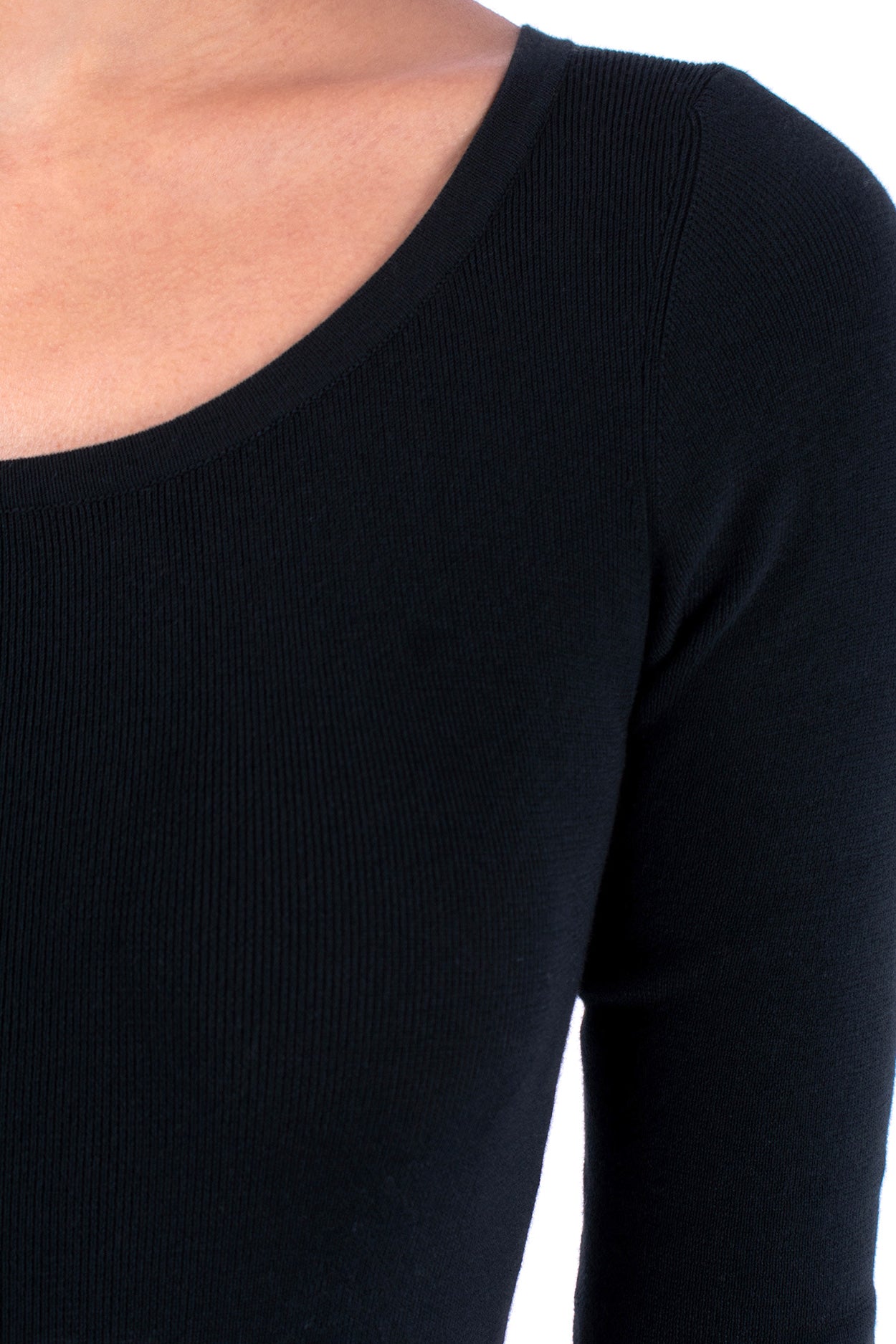 #1357 1/2 Sleeve Boatneck Dress 1x1 Rib In Organic Cotton- Black Ombre — Lars Andersson, view 4