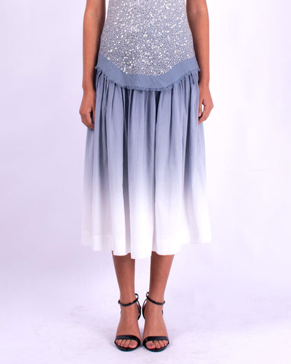 #1358 Pleat skirt in cotton voile