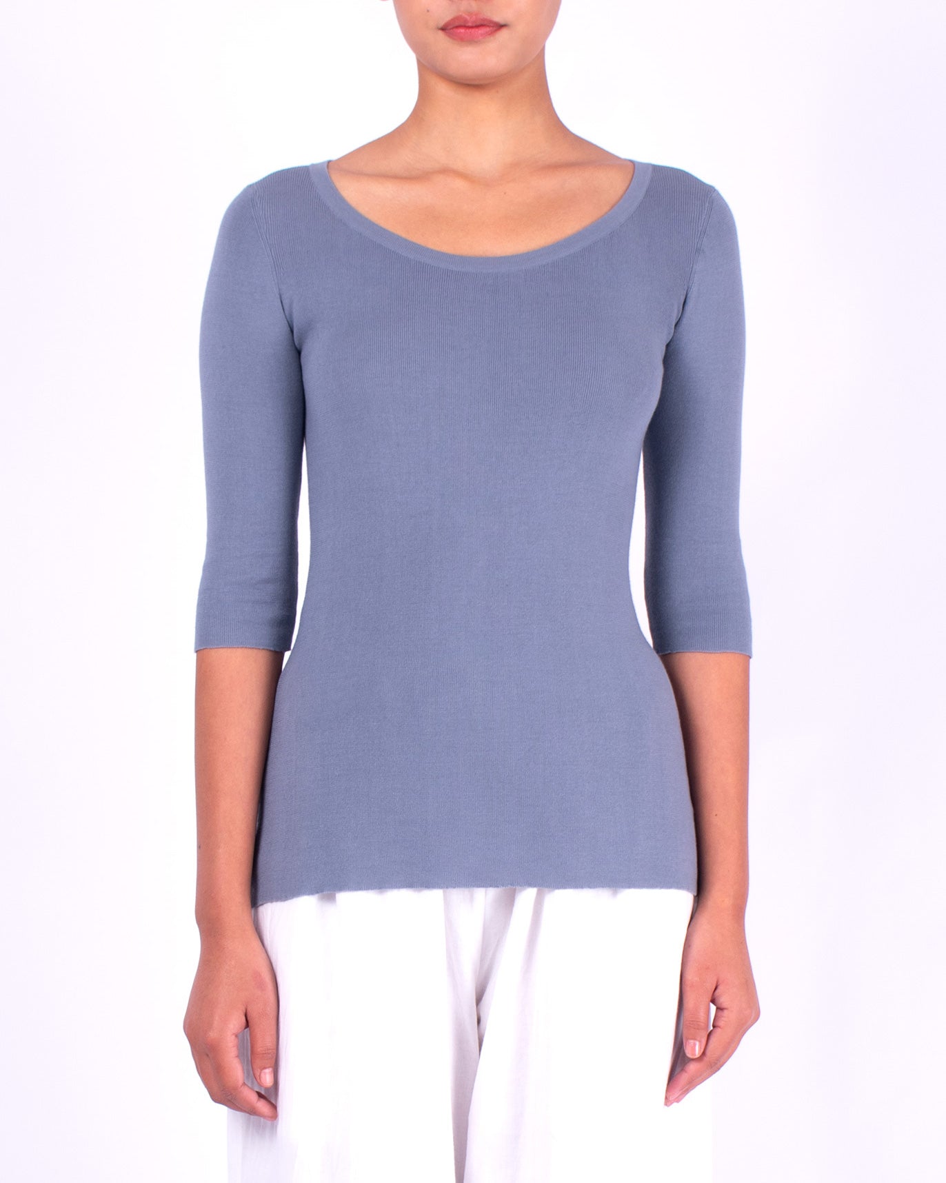 #554 Boatneck top 1x1 rib in organic cotton