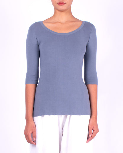 #554 Boatneck top 1x1 rib in organic cotton