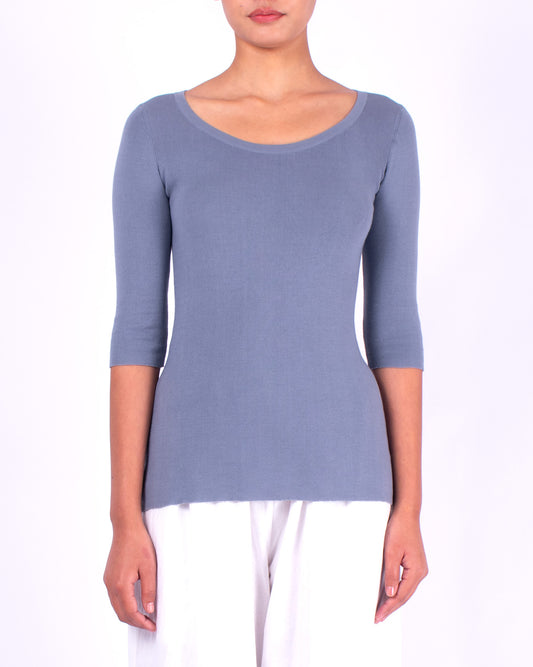 #554 Boatneck top 1x1 rib in organic cotton