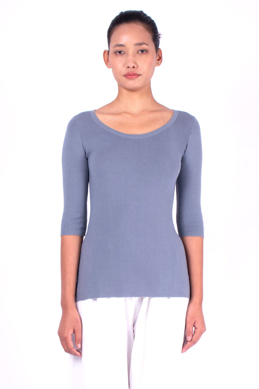 #554 Boatneck top 1x1 rib in organic cotton