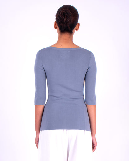 #554 Boatneck top 1x1 rib in organic cotton