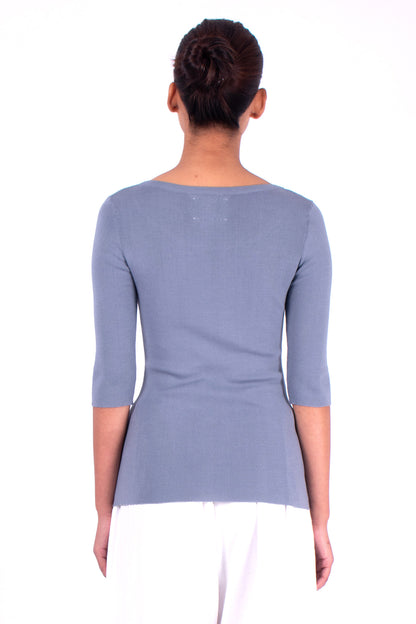 #554 Boatneck Top 1x1 Rib In Organic Cotton- Storm — Lars Andersson, view 3