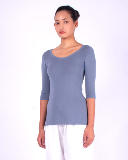 #554 Boatneck top 1x1 rib in organic cotton