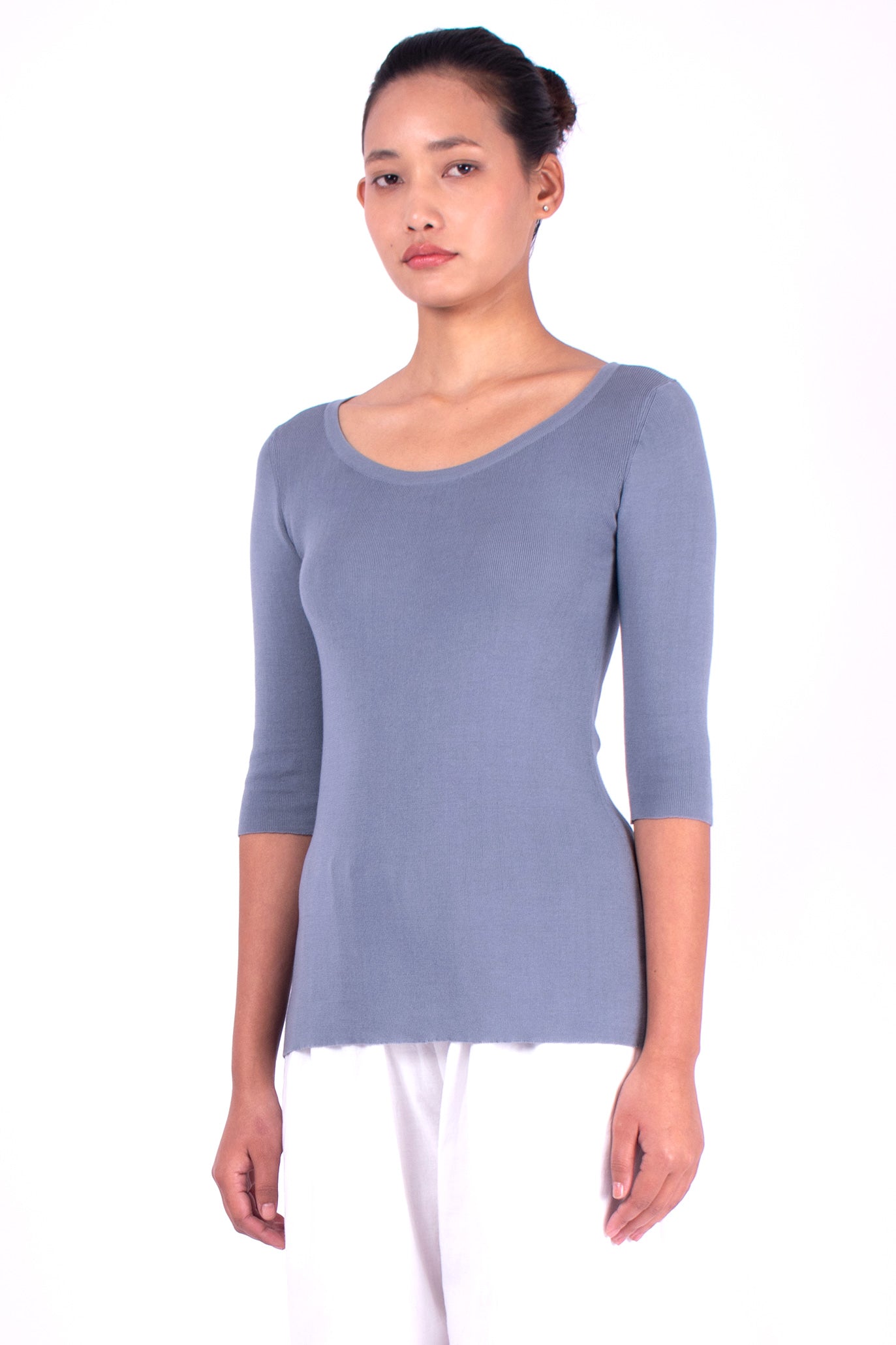 #554 Boatneck Top 1x1 Rib In Organic Cotton- Storm — Lars Andersson, view 2