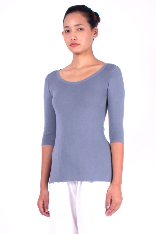 #554 Boatneck top 1x1 rib in organic cotton