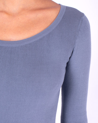 #554 Boatneck top 1x1 rib in organic cotton