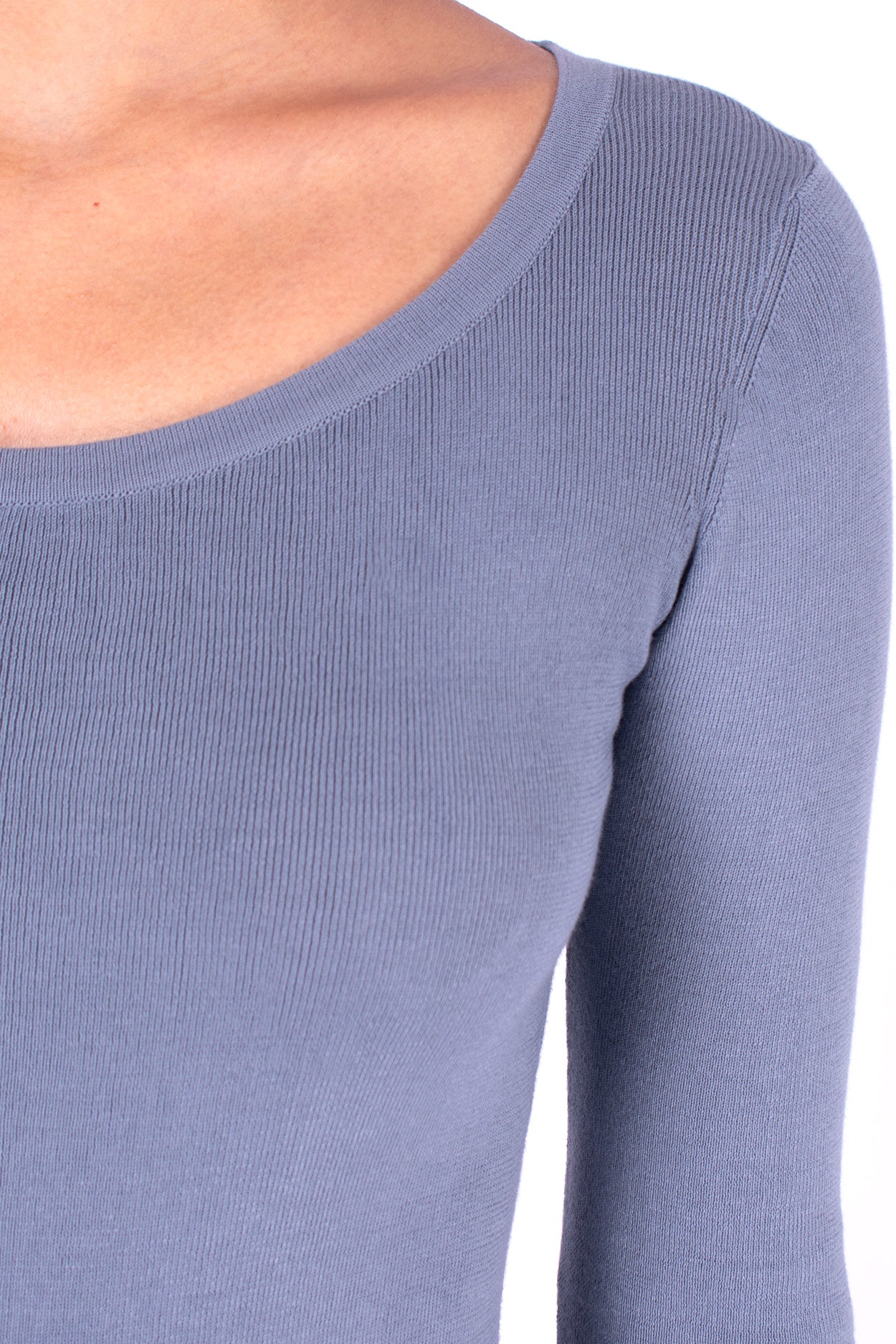 #554 Boatneck Top 1x1 Rib In Organic Cotton- Storm — Lars Andersson, view 4