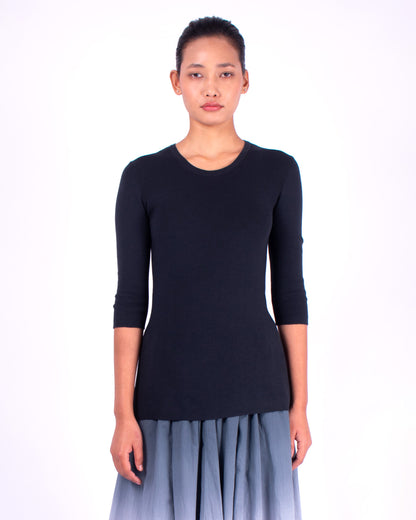 #606 Crewneck top 1x1 rib in organic cotton