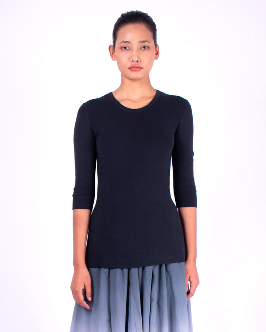 #606 Crewneck top 1x1 rib in organic cotton