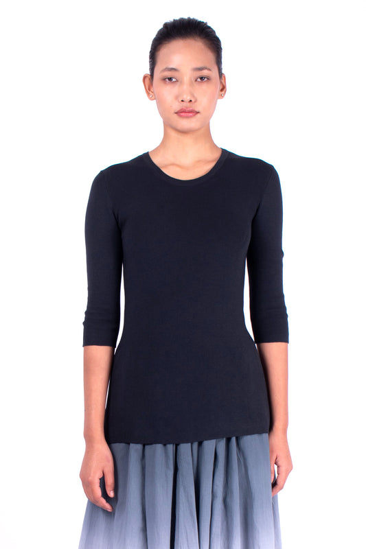 #606 Crewneck top 1x1 rib in organic cotton