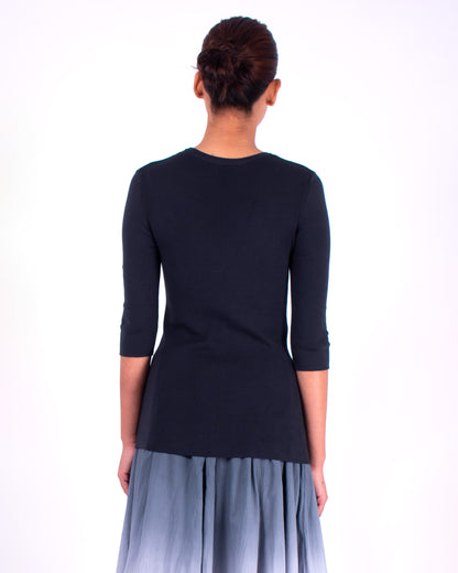 #606 Crewneck top 1x1 rib in organic cotton