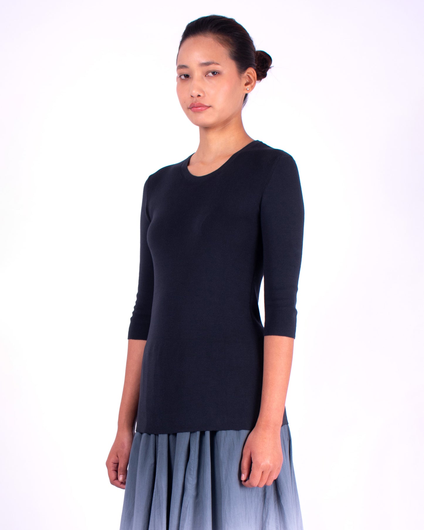 #606 Crewneck top 1x1 rib in organic cotton