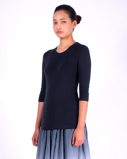 #606 Crewneck top 1x1 rib in organic cotton