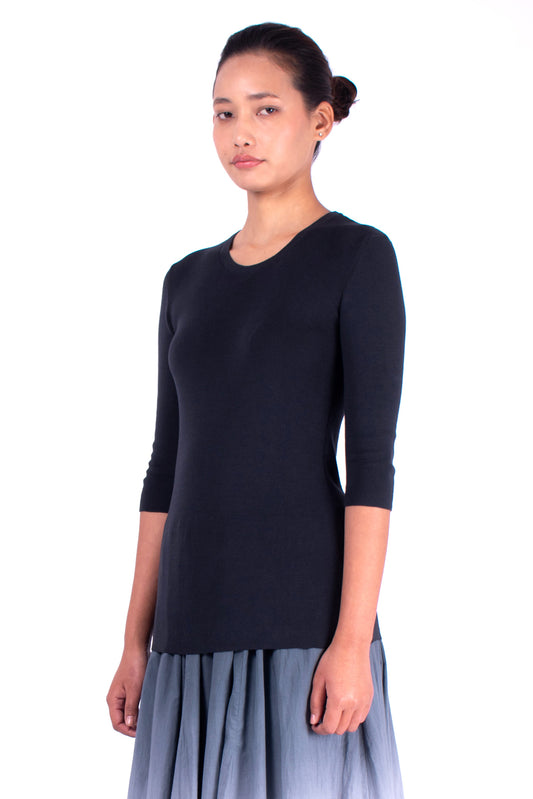 #606 Crewneck top 1x1 rib in organic cotton