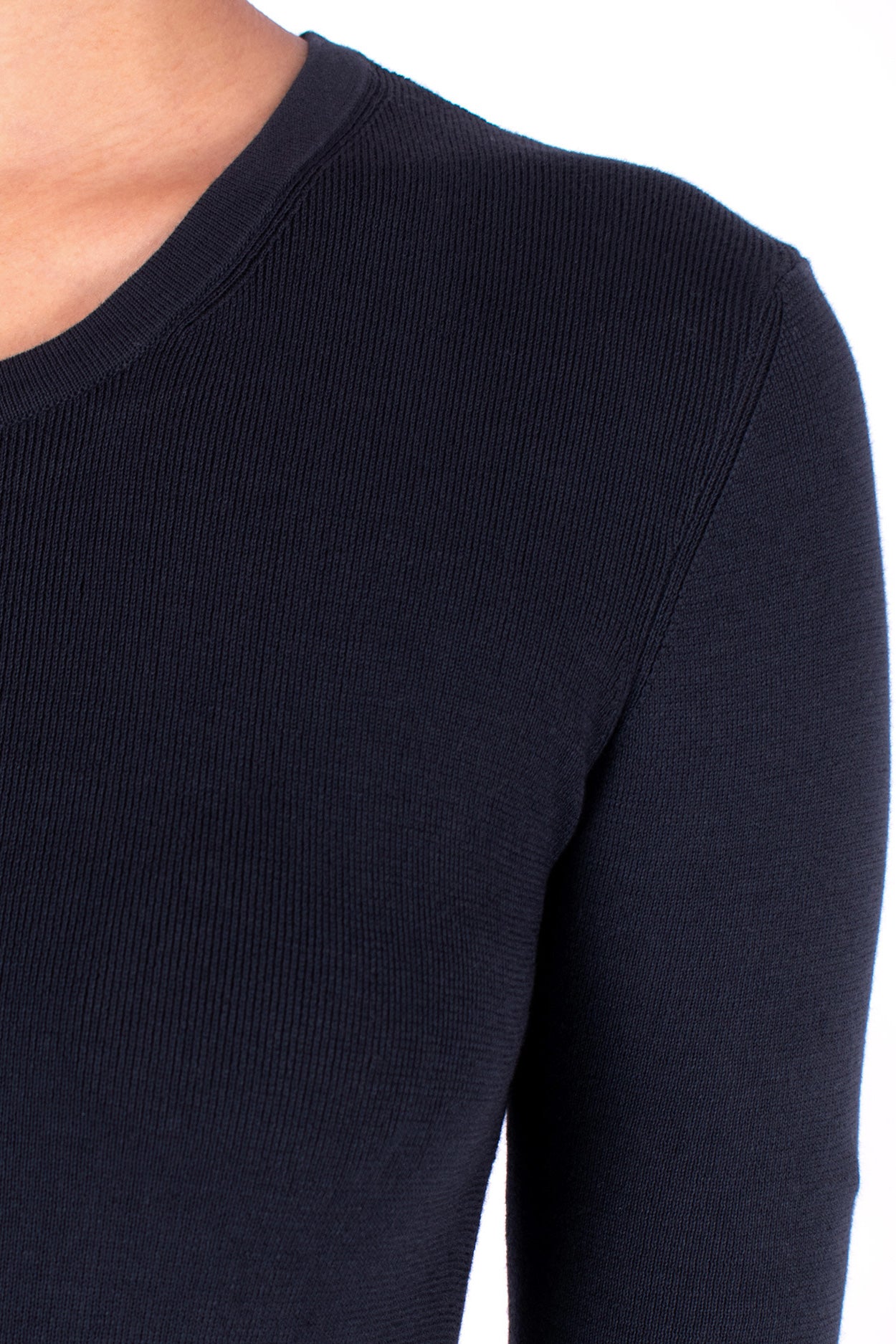 #606 Crewneck Top 1x1 Rib In Organic Cotton- Charcoal — Lars Andersson, view 4