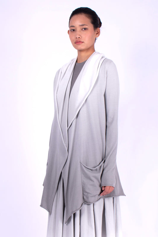 #664 Classic hooded wrap jacket in organic cotton