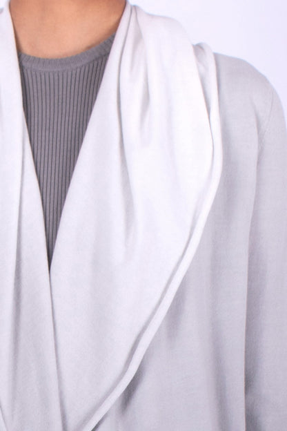 #664 Classic Hooded Wrap Jacket In Organic Cotton- Cement Ombre — Lars Andersson, view 4