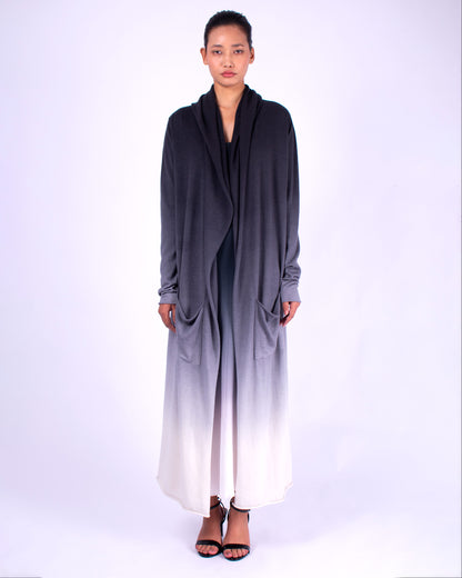 #771 Hooded long cardigan in cashmere