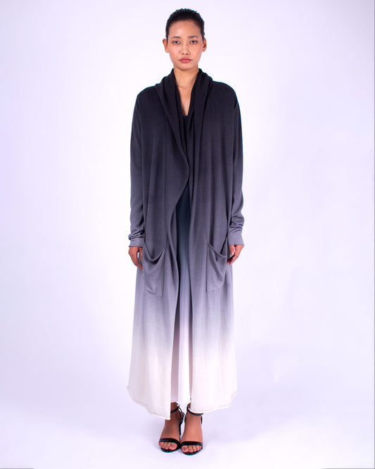 #771 Hooded long cardigan in cashmere