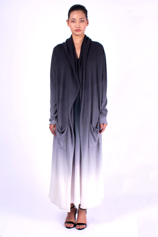 #771 Hooded long cardigan in cashmere