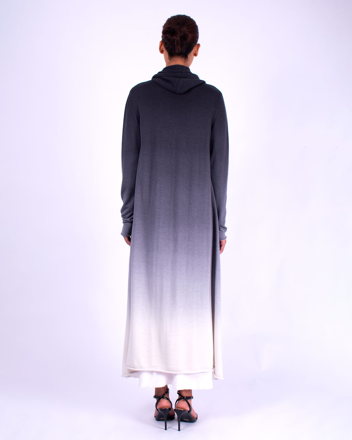 #771 Hooded long cardigan in cashmere