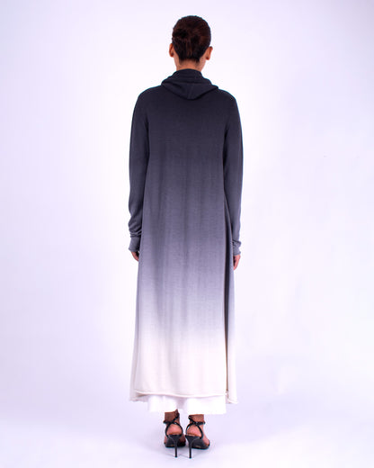 #771 Hooded long cardigan in cashmere