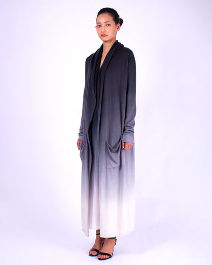 #771 Hooded long cardigan in cashmere